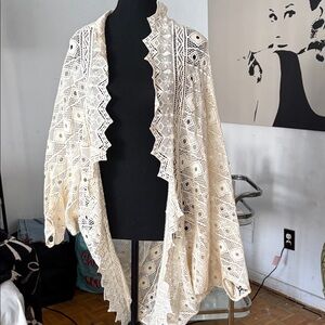 Free People Ivory Crochet Knit Cardigan